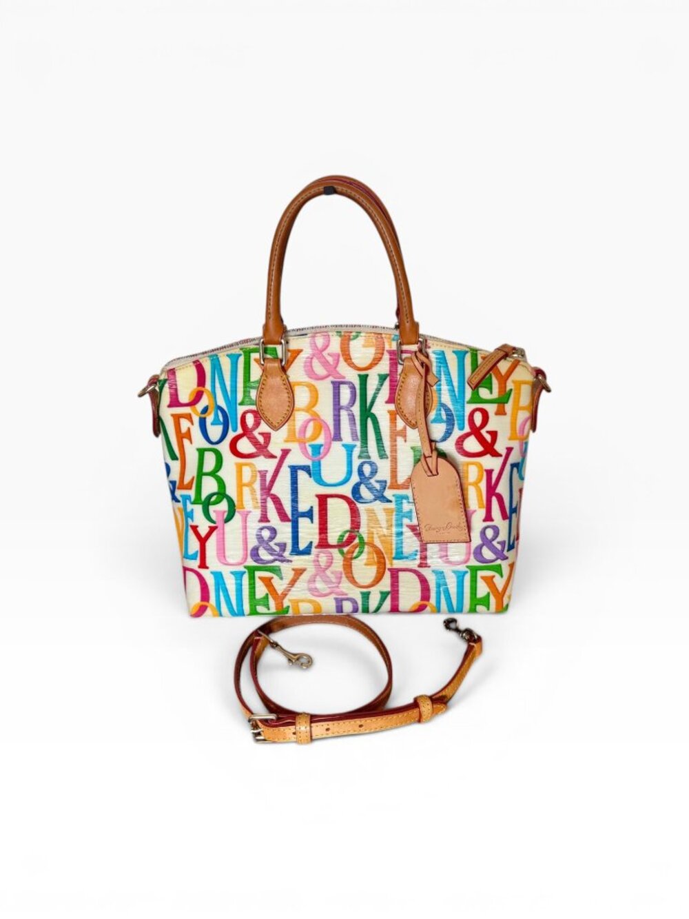 Dooney & Bourke Rainbow Retro DB Grafica Satchel Crossbody Canvas Leather Large - Picture 4 of 12